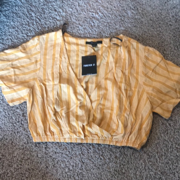 NWT! Striped Surplice Crop Top - Picture 4 of 4